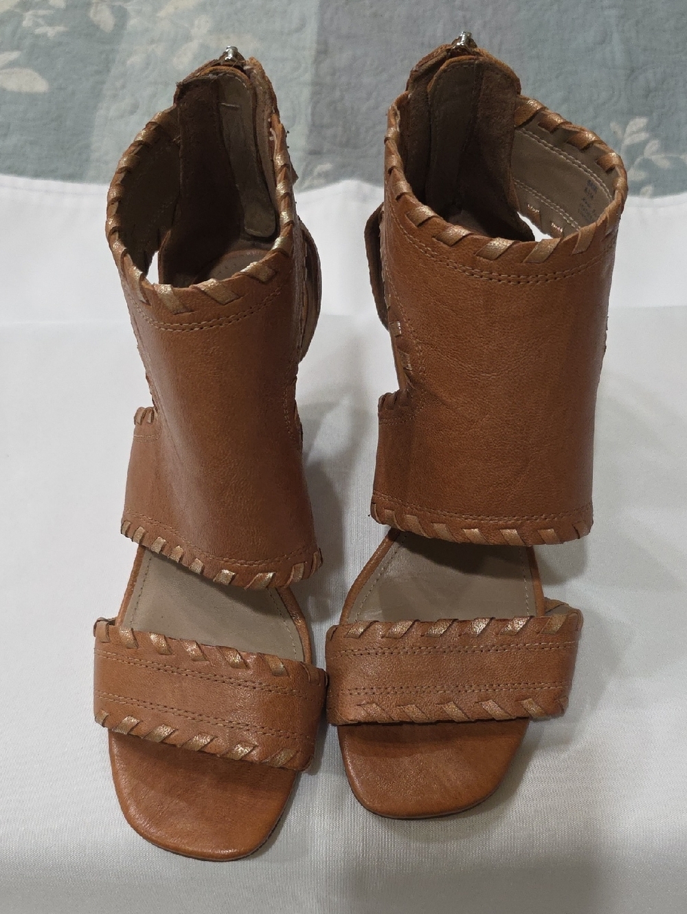Women’s Tan Leather Braided Open-Toe Sandals